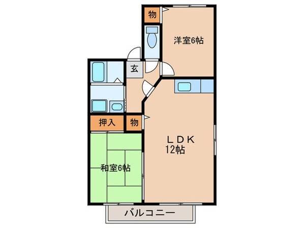 フリ－デン安居野Ｃ棟の物件間取画像